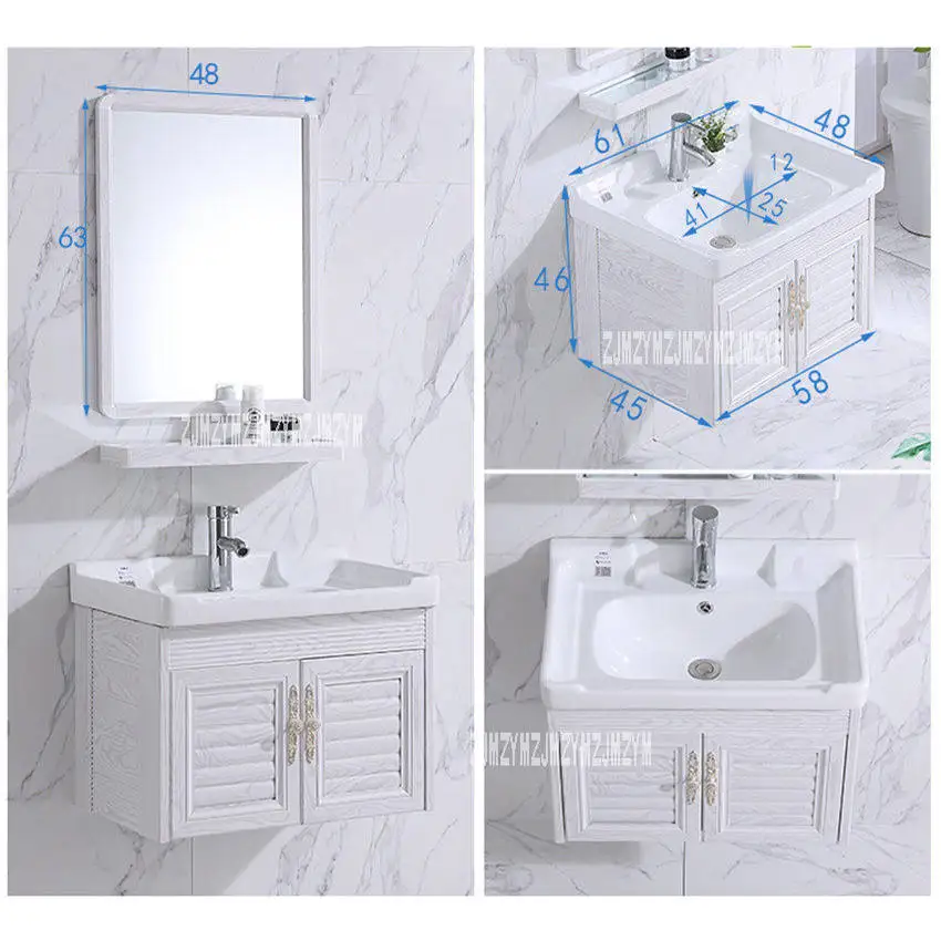 4860C-2 Мини Простой настенный шкаф для раковины, керамический стол для мытья ванной комнаты, шкаф для маленькой комнаты, алюминиевый шкаф с зеркалом