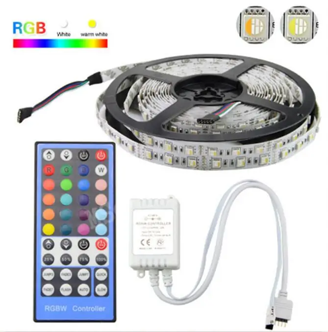 cheap IP65 Waterproof RGBW RGBWW SMD 5050 5M LED Strip light DC12V Tape 40key Remoter Controller 3A Power Adapter