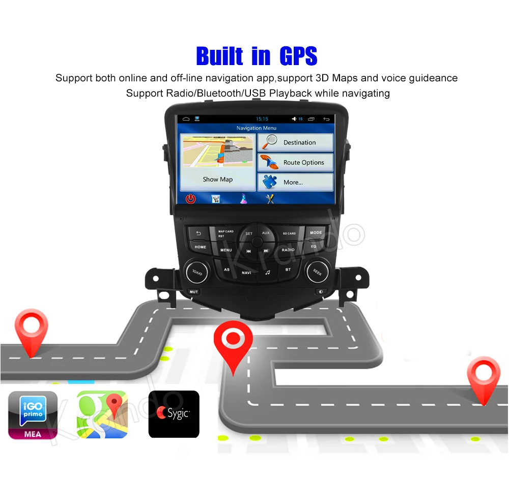 Krando Android car radio gps navigation multimedia system for CHEVROLET CRUZE 2008 2009 2010 2011 2012