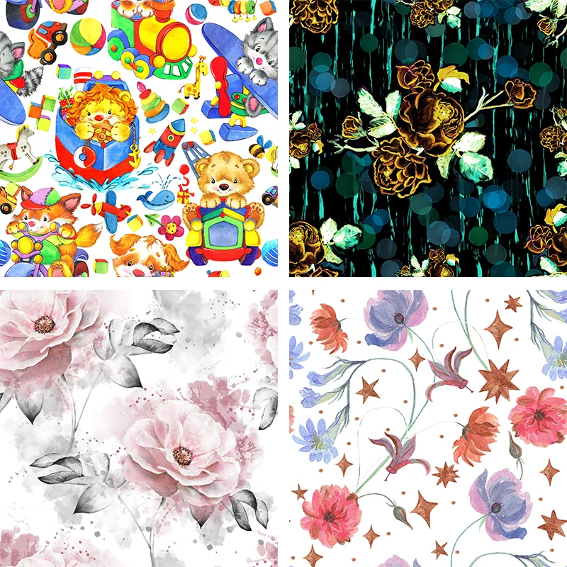 Полиэфирная ткань Высококачественная Цветочная Цифровая печатная ткань тонкая эластичная ткань для платья diy рубашка постельное белье в стиле пэчворк материал