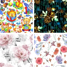 Полиэфирная ткань Высококачественная Цветочная Цифровая печатная ткань тонкая эластичная ткань для платья diy рубашка постельное белье в стиле пэчворк материал