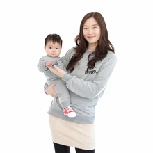 2016 Spring Autumn Casual Mother And Daughter Clothes Fashion Print Cartoon Big Eyes Hoodie amily Look Matching Clothes