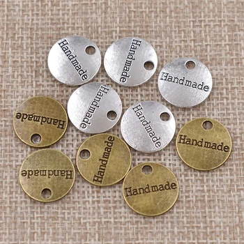 

100pcs Vintage Handmade Metal Labels For Garment Handmade Craft Bag Shoes Hat Tags DIY Sewing On Labels Apparel Accessories