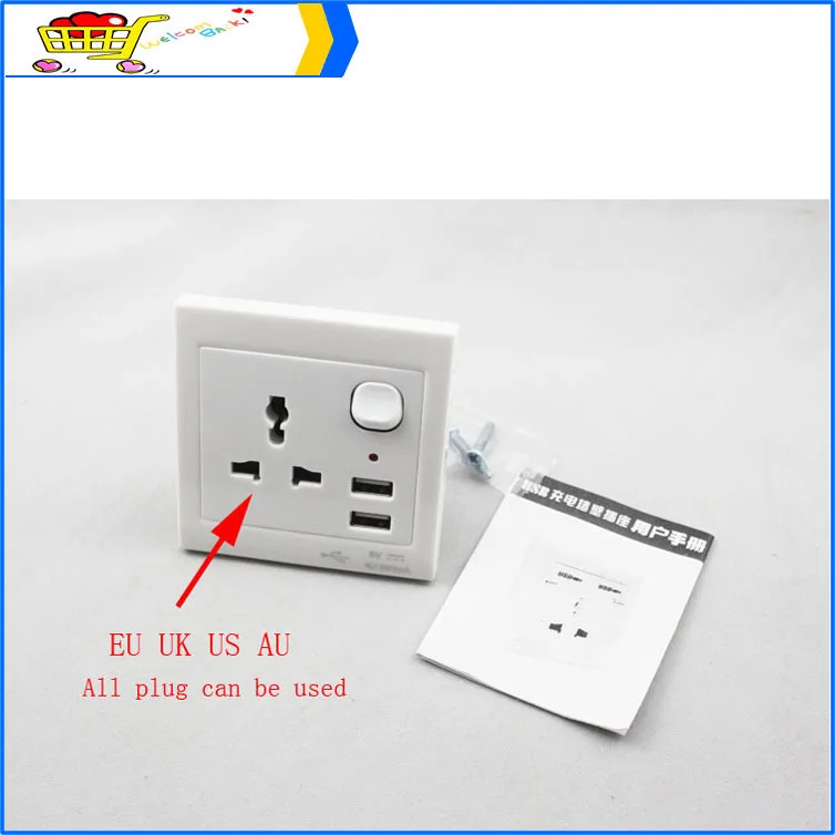 Home EU US AU UK Universal Wall Face Plate Outlet Panel Power Supply Socket Charging Plug Switch Charger w/ 2 USB Port |