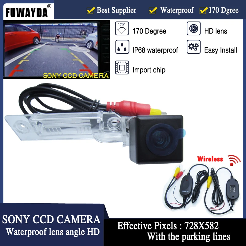 

FUWAYDA Wireless SONY CCD Car RearView Reverse CAMERA for VW Volkswagen GOLF PASSAT TOURAN CADDY SUPERB /T5 TRANSPORTER/MULTIVAN