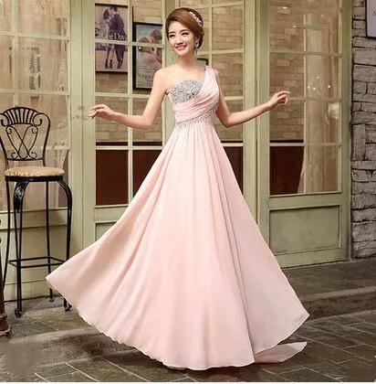 Платье, летнее платье, платье для женщин, vestidos de fiesta de noche robe femme, длинное шифоновое платье на одно плечо - Цвет: pink