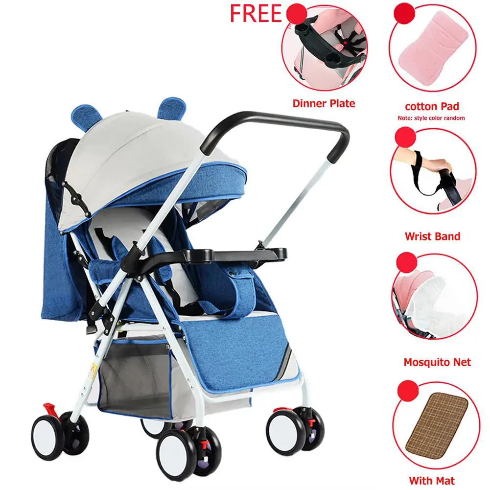 Kidlove, новая портативная складная прогулочная коляска с 4 колесами для путешествий, детская коляска для младенцев - Цвет: Denim blue