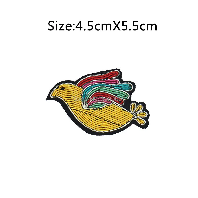 

2017 New High quality 3D HAND EMBROIDERED Colorful Pigeon PIN Jewelry Patches Badge France BULLION WIRED BLAZER BROOCHES