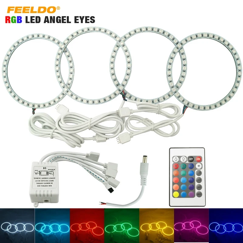 FEELDO 4X120MM автомобильный RGB 5050SMD светодиодный светильник ангельские глазки