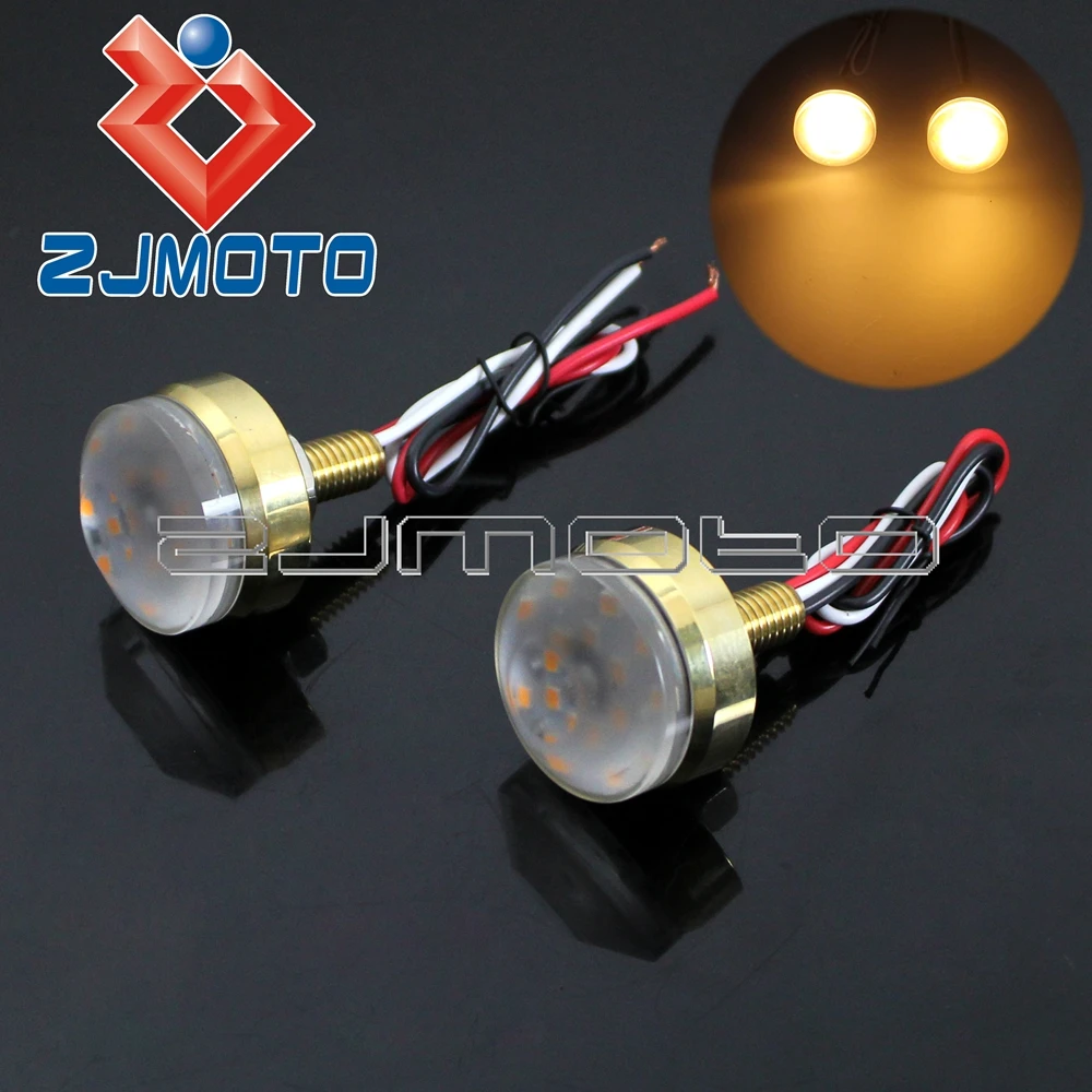 Motorcycle Accessories Grip Bar End Turn Signal Indicators Brass 1