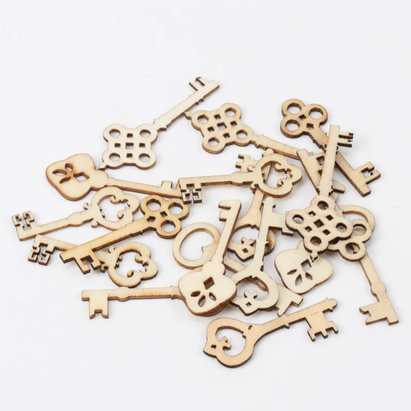 

Natural Wood Color Key Wooden Pattern Scrapbooking Art Collection Craft for Handmade Accessory Sewing Home 43x17mm MZ142-FD