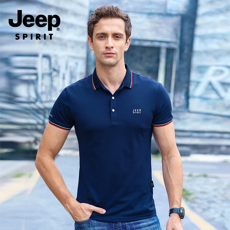 Летняя рубашка поло для мужчин JEEP SPIRIT camisa Polo Повседневная Свободная однотонная дышащая рубашка поло мужские поло para hombre Плюс Размер M-3XL