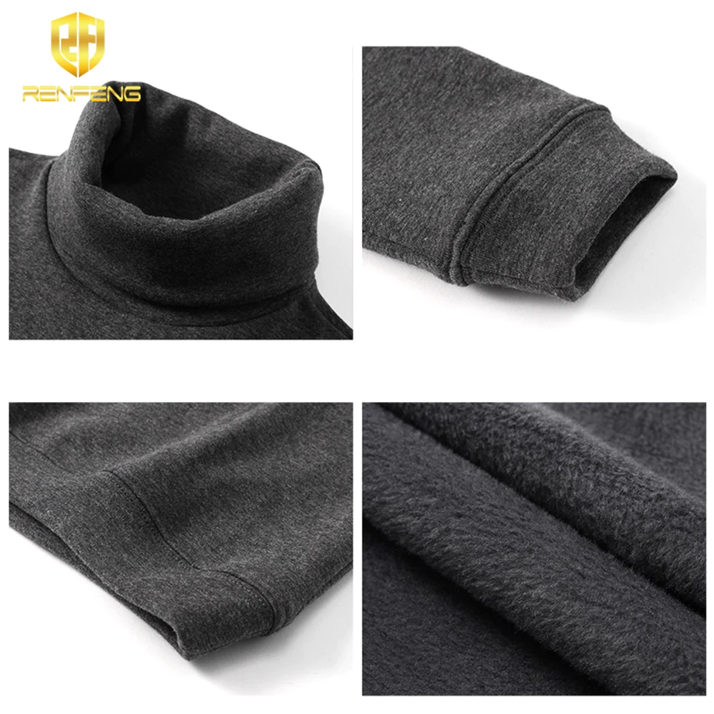 Brand Turtleneck Mens Winter Thermal Underwear Cotton Long Johns plus velvet thickening Tops High Neck Long Sleeve Undershirt (3)
