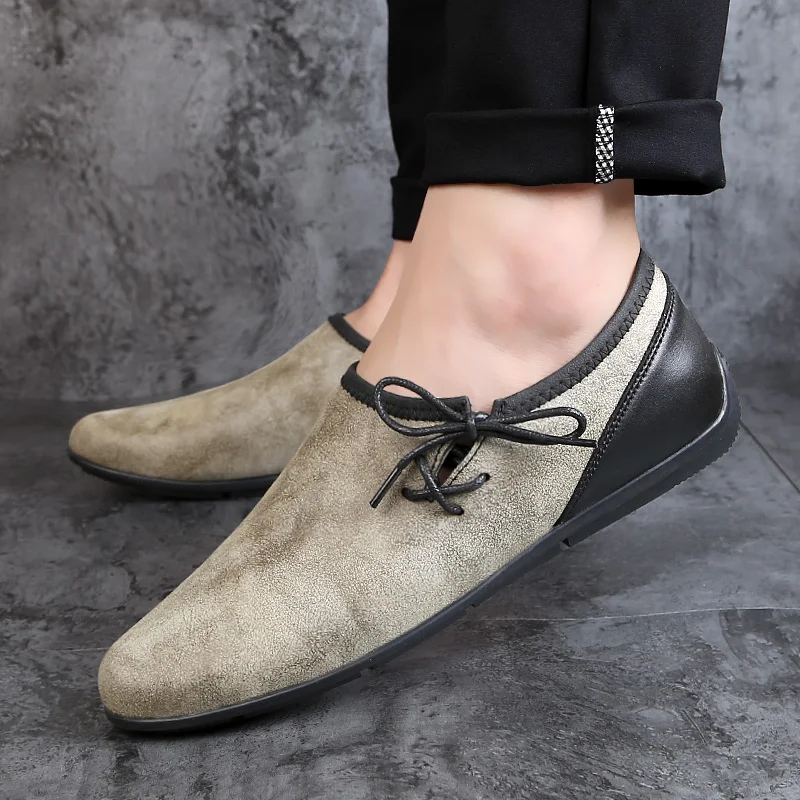Italiano Genuína De Marca Sapatos Mocassim Casuais Dos Cinza Designer Luxo 37 Ramialali cáqui Moda Big Couro Size Escuro Homens 46 Masculinos 61qT84