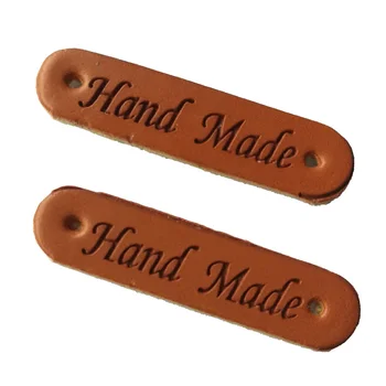 

free shipping 50pcs/lots hand made leather labels for Clothes bags shoes handmade fabric labels for sewing tags