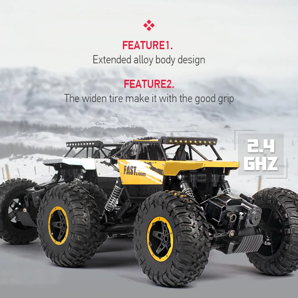 

Goolsky P810 RC Car 1/18 2.4G 4WD 15KM/h Alloy High Speed Monster Cross-country RC Climbing Car Toys for Children