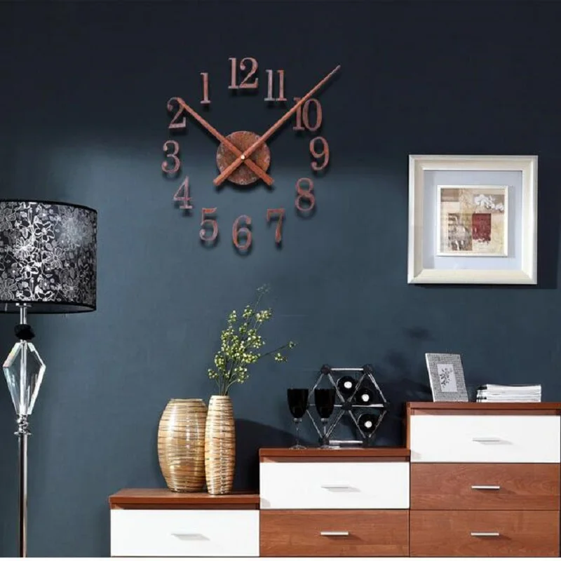 

Watch Reverse pointer Decor DIY Retro Clock Saat Wall Clock Self adhesive