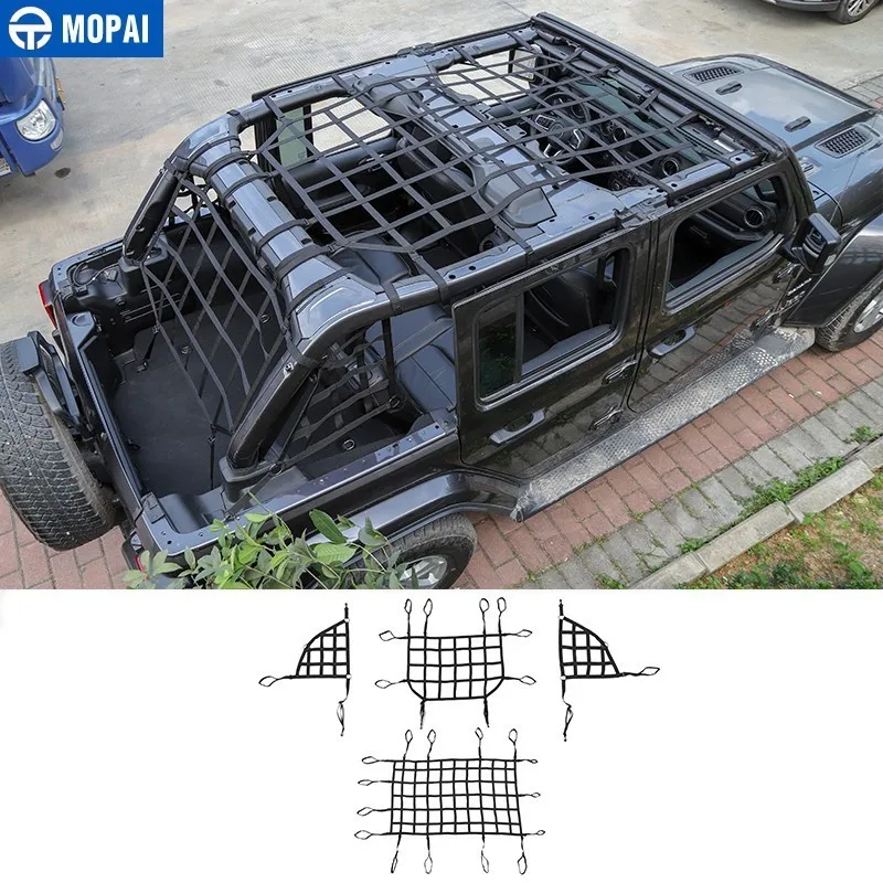 

MOPAI Car Cover for Jeep Wrangler JK JL Car Trunk Roof Luggage Carrier Cargo Trail Storage Net for Jeep Wrangler JK JL 2007-2019