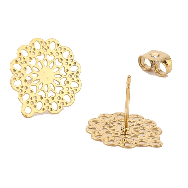 

40pcs/lot Stainless Steel Gold Earring Stud Loop Post Hypoallerginic Earrings Components for Earring Making