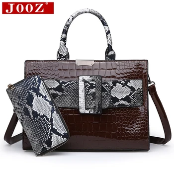

Women Bags 2 PCS Set Serpentine Leather Handbag With purse New Ladies Tote Bag for Women 2020 Luxury Bolsas Shoulder Bag