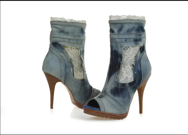 Women's 15 CM In High Heels Peep Toe Mid Calf Boots