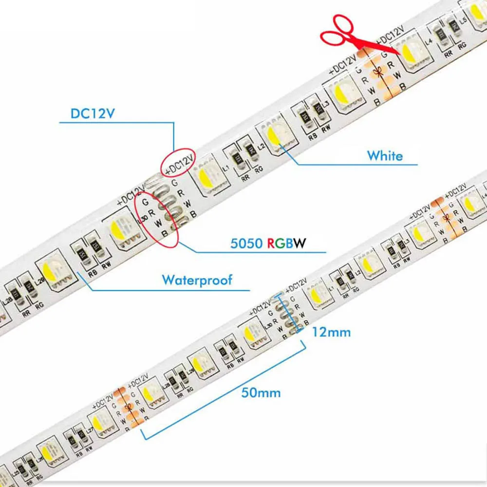 Водонепроницаемая светодиодная ленсветильник Jiawen IP65 RGBW/RGBWW 5 м 5050 SMD 60