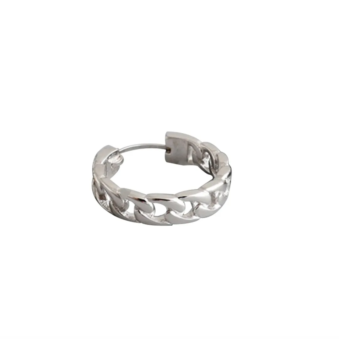 Серьги из стерлингового серебра S925, модные, минималистичные, Ретро стиль, цепочка, серьги-кольца, Ушная Пряжка, Женские Ювелирные изделия из стерлингового серебра - Окраска металла: Silver