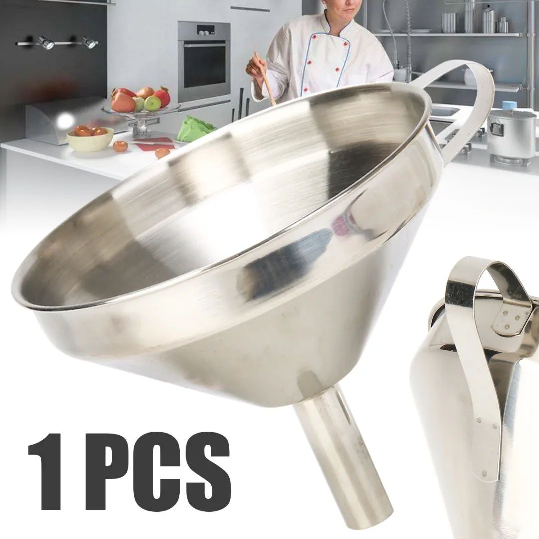 15/13/11cm Stainless Steel Funnel Detachable Wide Mouth Oil Funnel with Strainer Kitchen Filter Experiment Tool