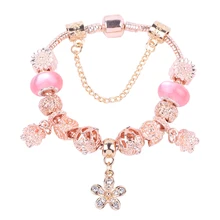 Dodocharms подлинный Серебряный Кристалл розовое золото бусины талисманы браслет для женщин с безопасной цепочкой Прекрасный браслет, лучший подарок