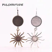 PULCHRITUDE 6 pcs/lot alliage métal remorquage couleurs soleil forme Cabochon boucle d'oreille pendentif Fit 10-25mm dia 12mm dia bijoux à bricoler soi-même faisant c2091