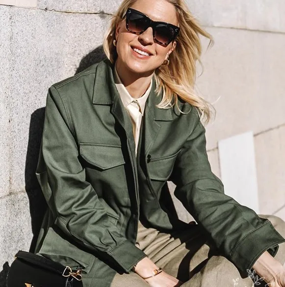 

2019 fall and winter short jacket ladies straight military style army green short coat