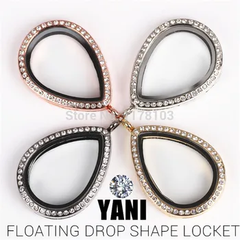 

10pcs/lot Newest Alloy Rhinestone Water Drop Floating Locket Photo Frame Glass Locket Jewelry Pendant Locket without Chain