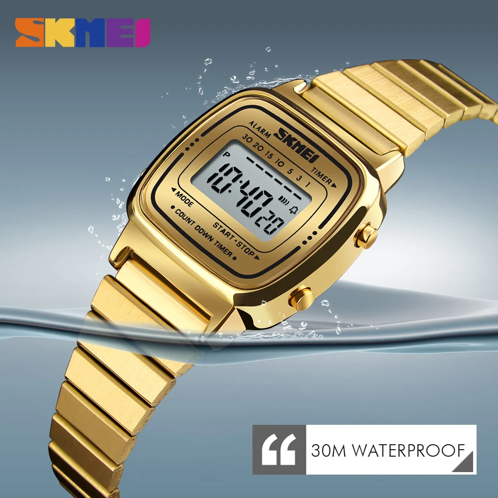 SKMEI Леди цифровой мода часы лучший бренд роскошных Повседневное Водонепроницаемый Для женщин часы обратного отсчета сигнализации наручные часы Relogio Feminino