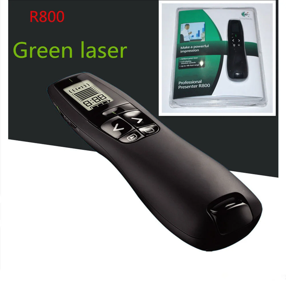 Beste Logitech R800 Presenter Professionele Draadloze Powerpoint Presenter Afstandsbediening met 5 mw 532NM Groene Laser Pointer