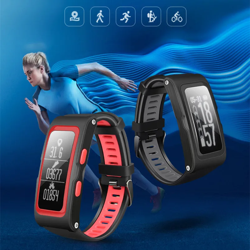 

JQAIQ Smart Fitness Tracker Sport Wristband Support Gps Track Record Temperature Altitude Heart Rate Smartband Gps Bracelet