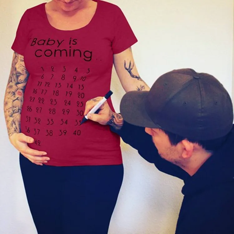 

Mama'S Shirt Loose Fashion Premama Maternity T Shirts Ladies Baby Is Coming Print Pregnant Summer Female Funny Short Sleeve Top