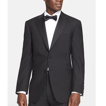 

Black Wedding Groom Tuxedos for Gentleman Prom Stage Clothes Notched Lapel Formal Mens Suits 2 Piece Set Jacket Pants