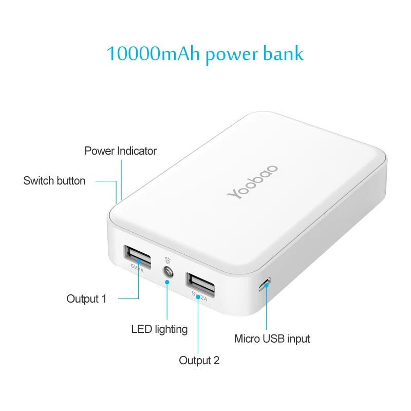 Yoobao mi ni power Bank, 10000 мА/ч, портативное зарядное устройство, внешний аккумулятор для samsung S8, для Xiaomi mi, телефона