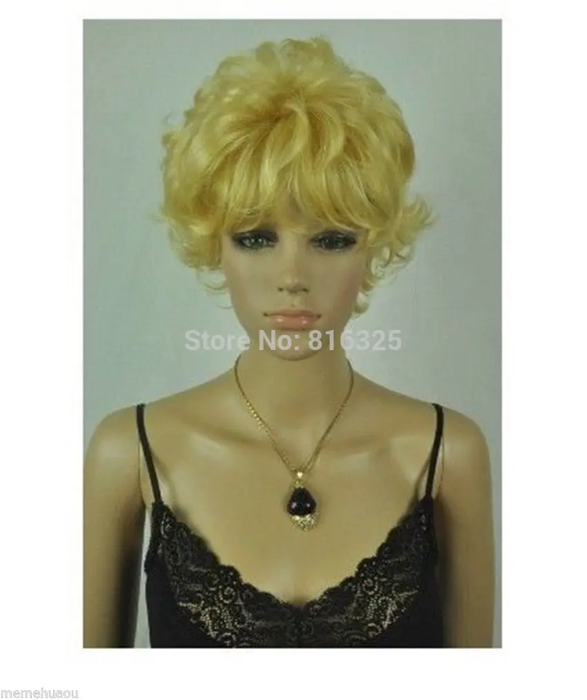 ZCD FREE P&ampP&gt&gtFashion Blonde short Curly wig/wigs+ |