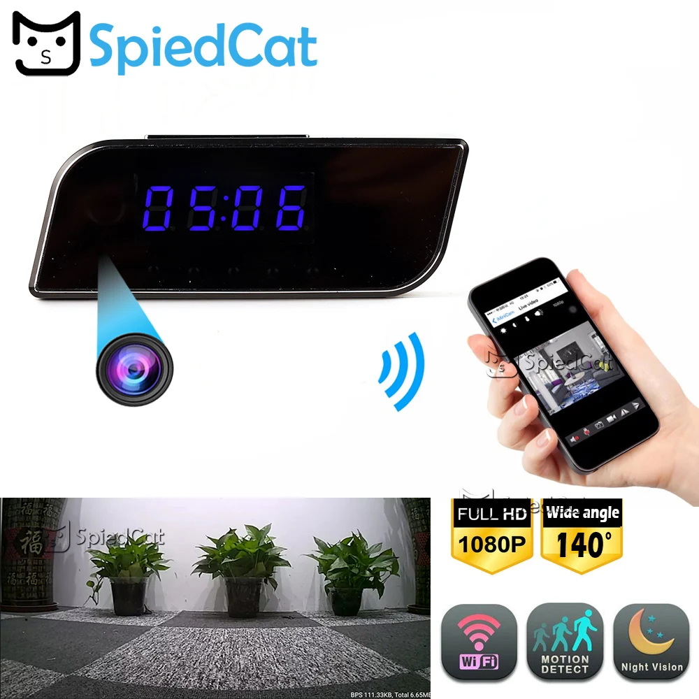 Новинка 1080 P Часы камера Будильник времени wifi Мини Беспроводная няня P2P IP/AP