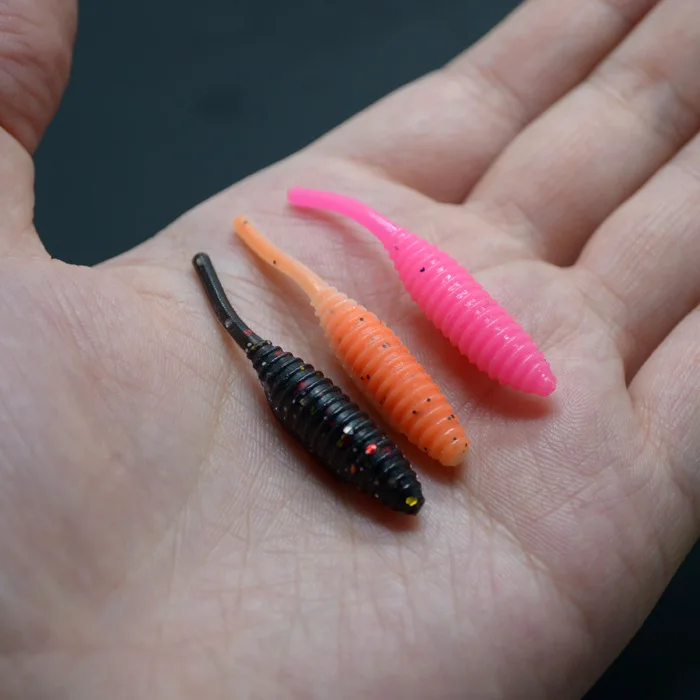 

5pcs/lot 4.5cm single-tailed soft bait mini tail bait soft tail bionic bait maggot Grub Soft Fishing Lure hooks smell Worms