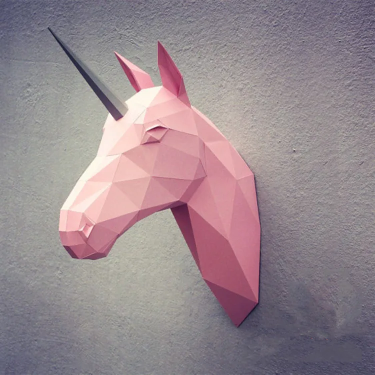 3D бумажная модель diy Единорог оригами настенная Бумага Ремесло животные игрушки