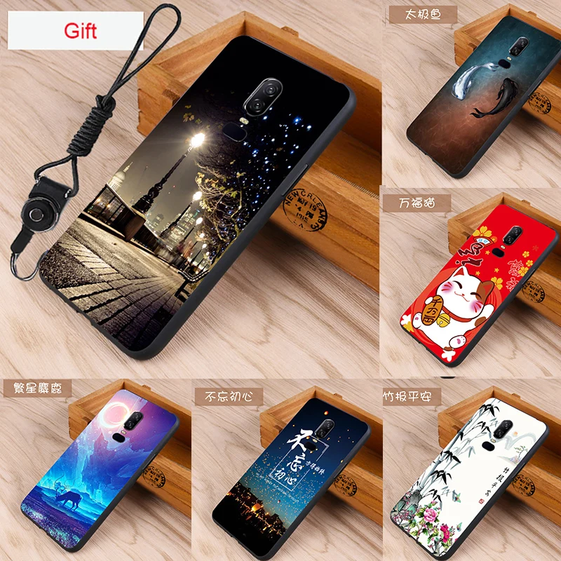 

Oneplus 6 Case Original Silicone Cover for Oneplus 6 Bag Case Cover Skin Wolf Fish Skull Fundas 100% BiNFUL