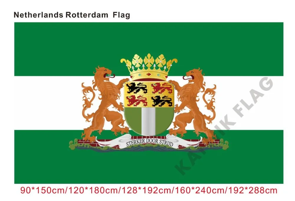 

KAFNIK,Holland the Netherlands Rotterdam City Coat of Arms Flag and Banner 90*150cm//192*288cm for Event/party/home Decorative