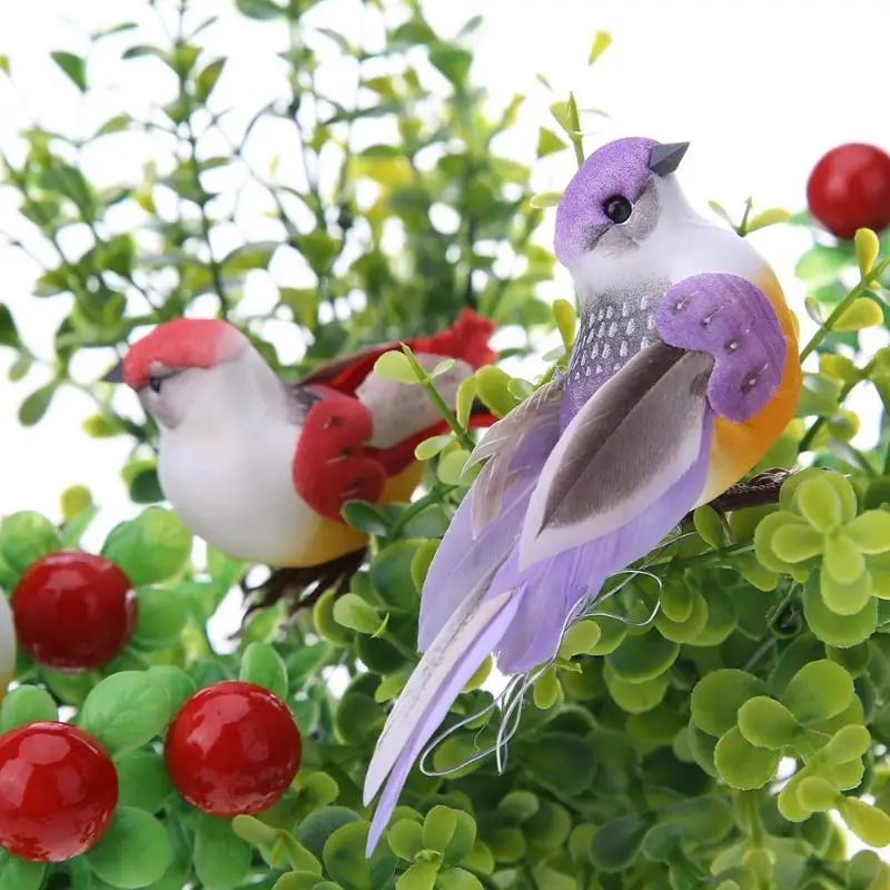 

12pcs DIY Mini Craft Birds Artificial Bird Feather Foam Cute Simulation Bird Sparrow Home Decor Table Bookshell Ornament