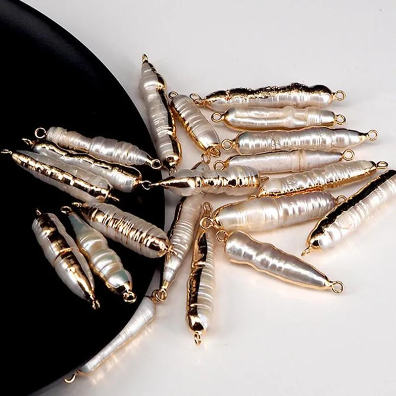 

25-40MM 4Pcs Baroque Irregular 100% Natural Freshwater Pearl Strand Bead Earring Charms