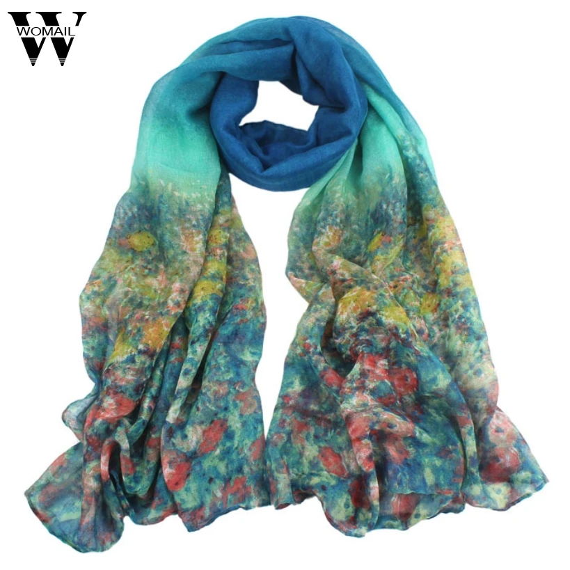 

Amazing Summer Spring Autumn Flower Womens Ladies Voile Scarves Long Wraps Shawl Scarf 5Colors Free Shipping
