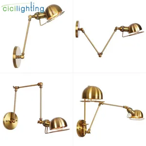 Регулируемый Настенный ретро-светильник в стиле лофт, бронзовые настенные лампы с подвижными рычагами, освесветильник для промышленного и домашнего декора из кованого железа, настенная лампа