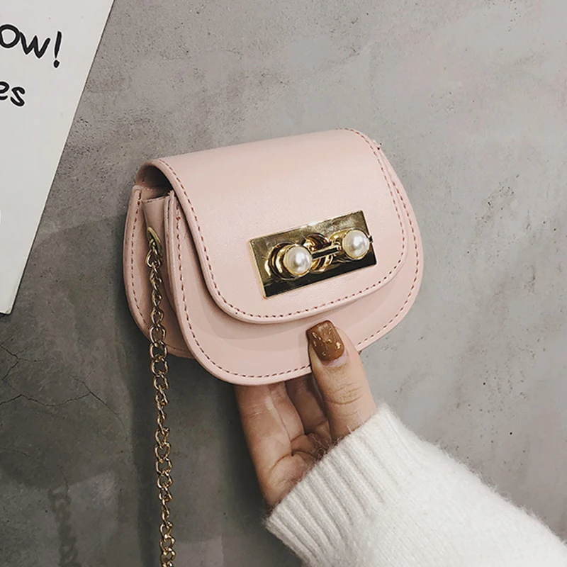 

2019 New Girls Baby Pearl lock Mini Quilted Bag Women Small Leather Chain Messenger Shoulder Bag Children Crossbody Bag Purse