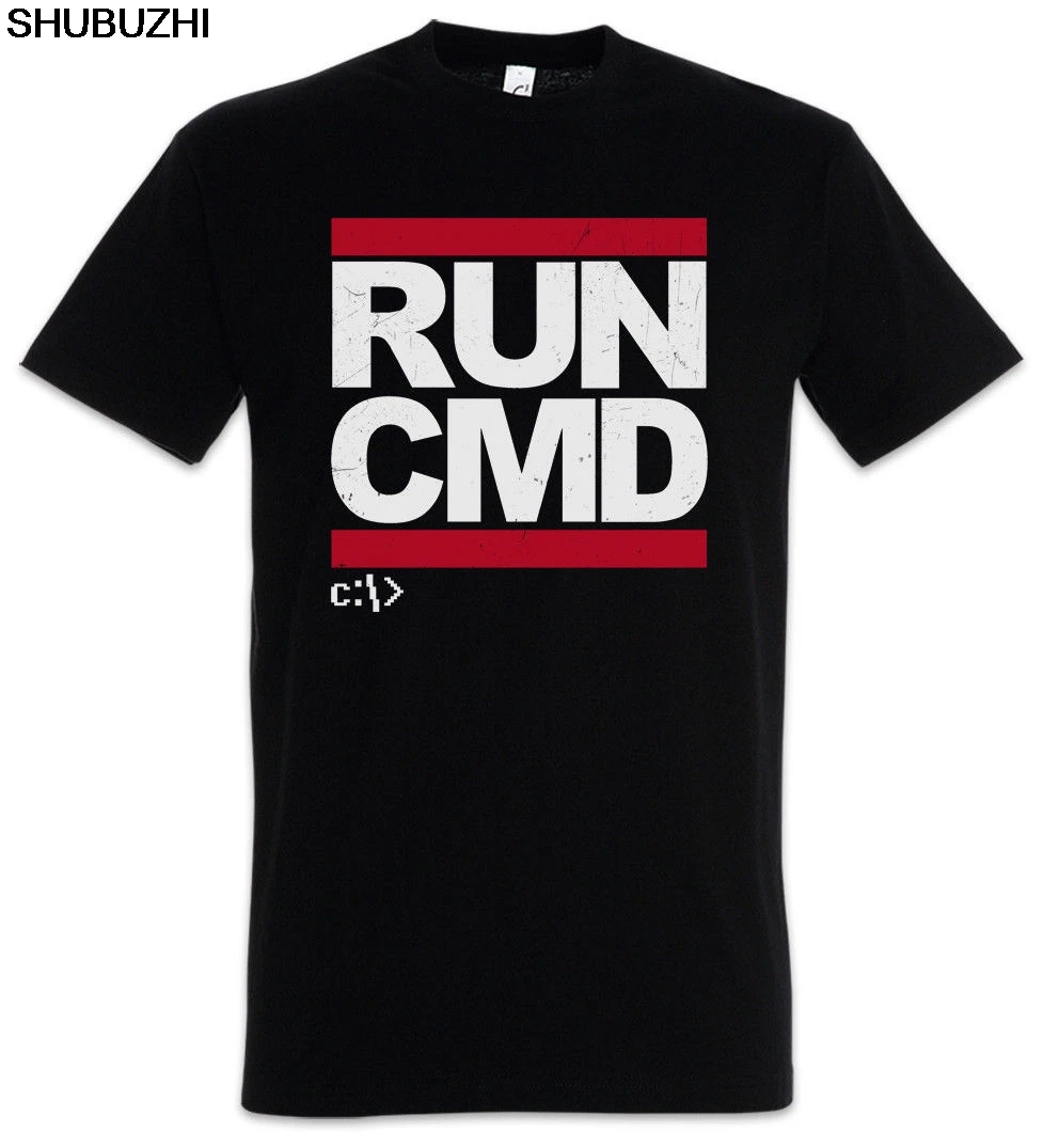 

Run Cmd T-Shirt Dmc Hacker Inform Atik Computer Mr. Science Ausfuren Nerd Robot Men shubuzhi for Tall and Big Offensive T Shirts